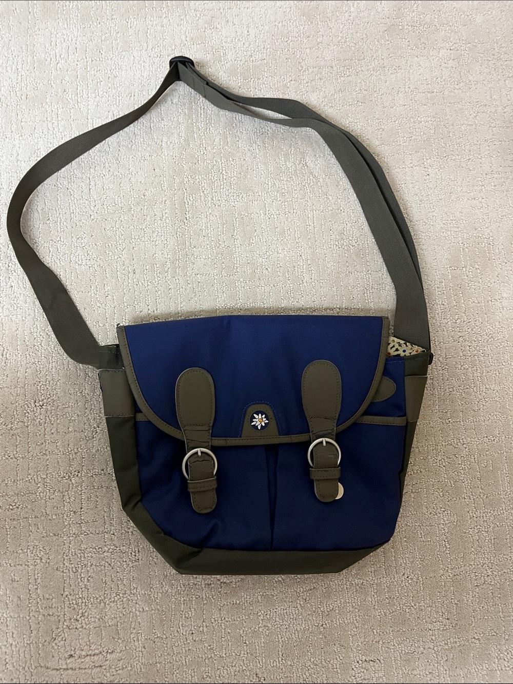 Sherpani Navy and Gray Messenger Bag with Buckle Detail